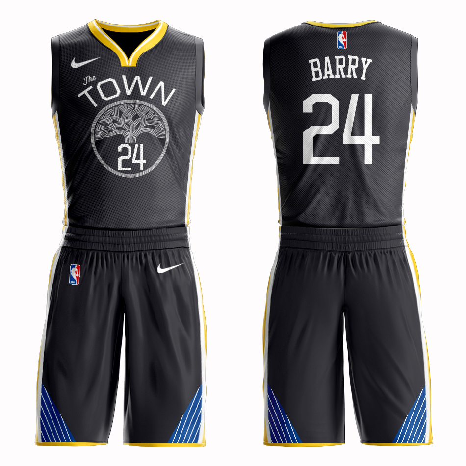 Men 2019 NBA Nike Golden State Warriors 24 Barry black Customized jersey